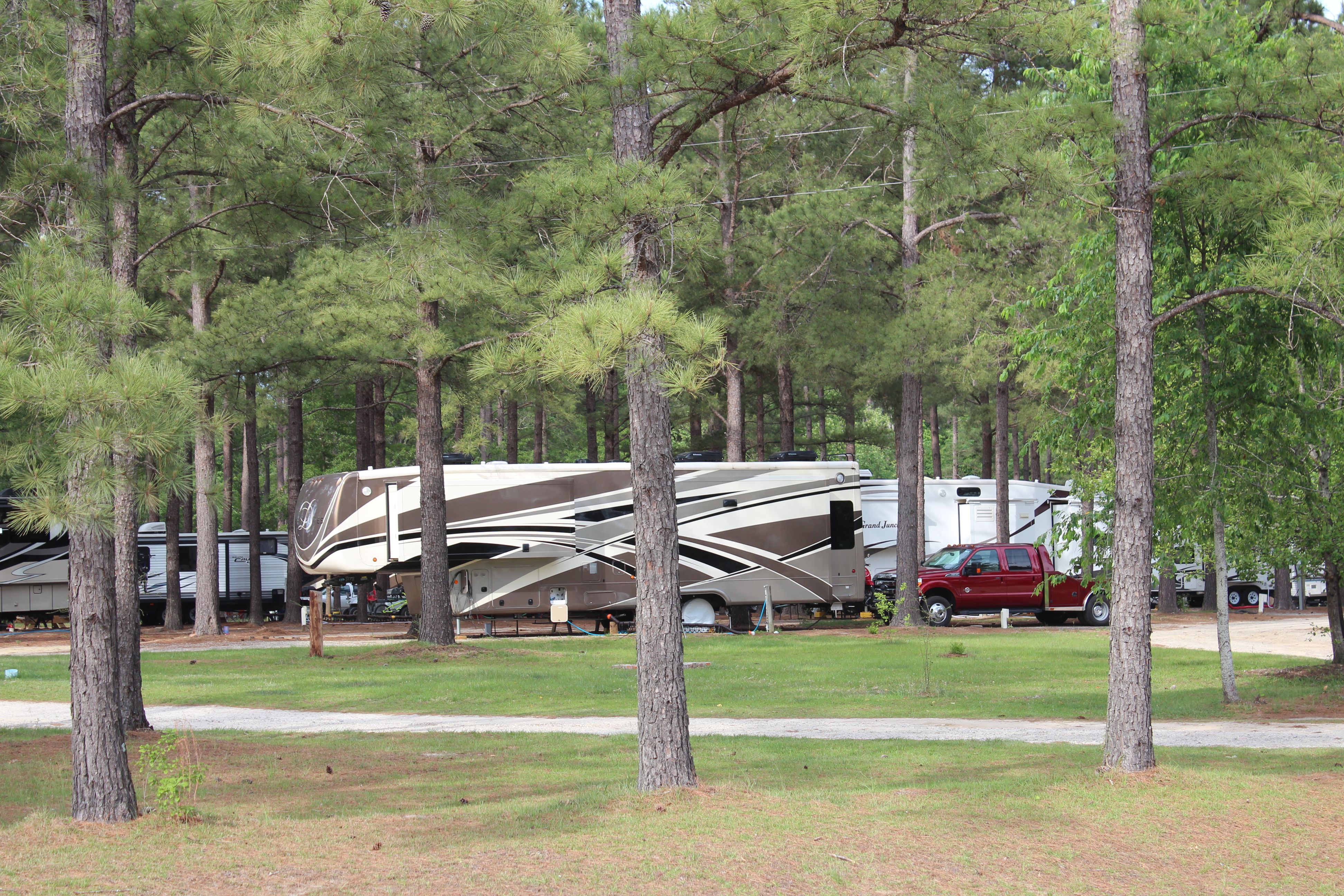 Huge RV parked on the campground - Beaver Run RV Park